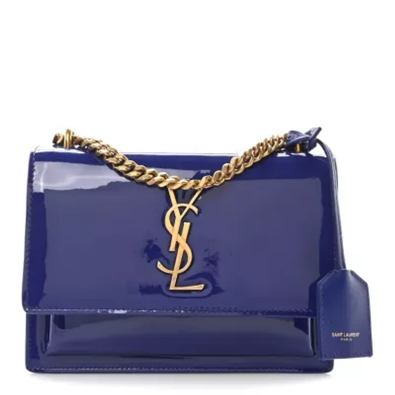 Saint Laurent Patent Small Monogram Sunset Royal Blue -FINAL SALE NO RETURNS