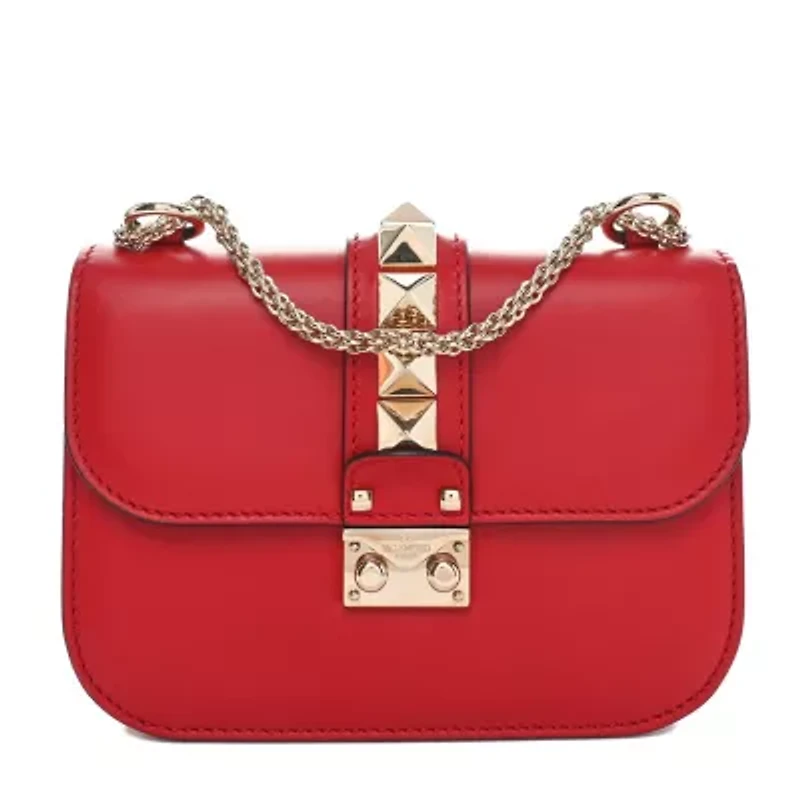 Valentino Garavani Vitello Medium Glam Lock Rockstud Flap Pop Apple -FINAL SALE NO RETURNS