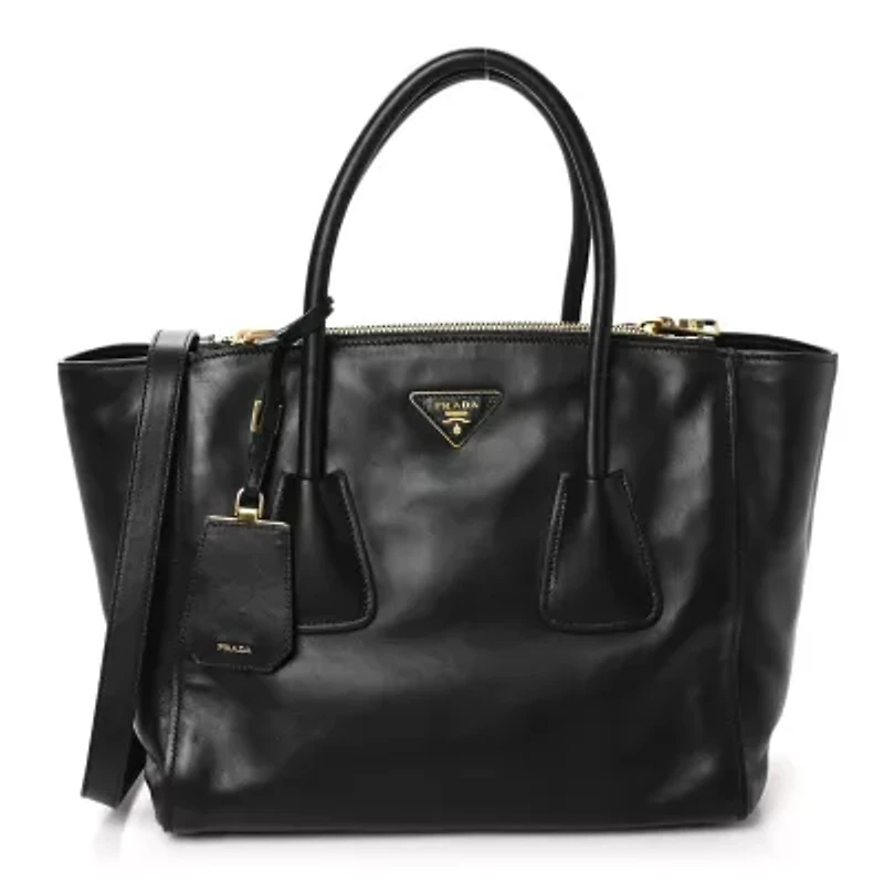 Prada Vitello Soft Twin Pocket Tote Black -FINAL SALE NO RETURNS