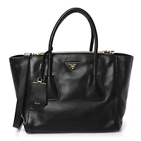 Prada Vitello Soft Twin Pocket Tote Black -FINAL SALE NO RETURNS