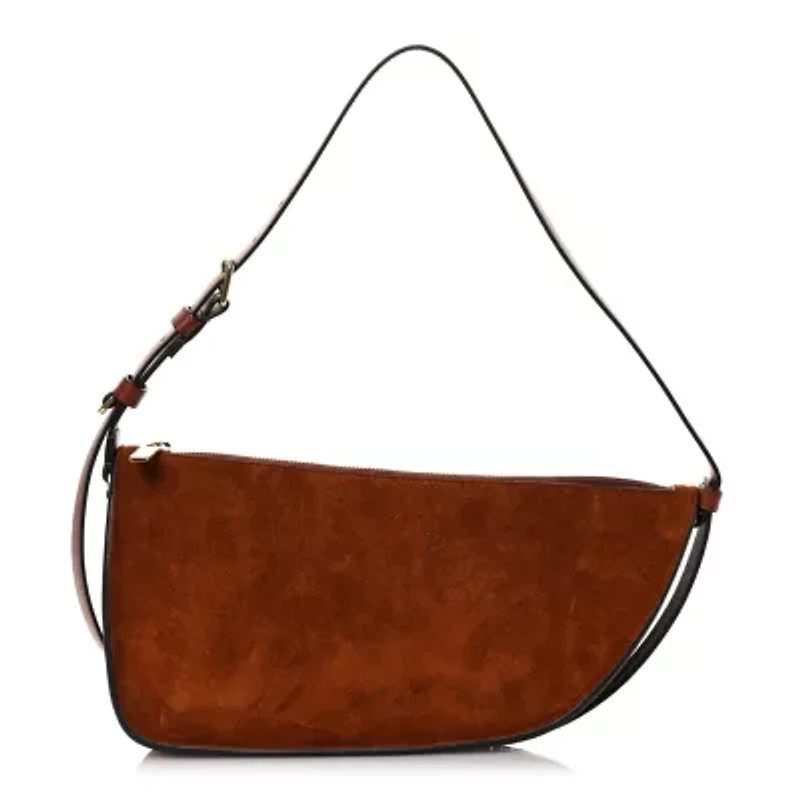 Burberry Suede Small Shield Sling Bag Bruciato -FINAL SALE NO RETURNS