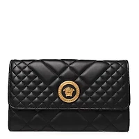 Versace Lambskin Quilted Medusa Wallet on Chain Crossbody Black Gold -FINAL SALE NO RETURNS