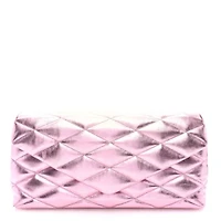 Saint Laurent Metallic Lambskin Quilted Sade Puffer Envelope New Azalea -FINAL SALE NO RETURNS