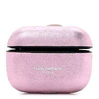 Saint Laurent Metallic Calfskin Paris Airpods Pro Holder New Azalea -FINAL SALE NO RETURNS