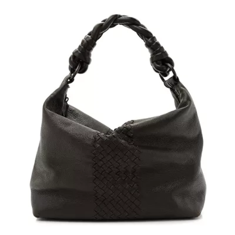 Bottega Veneta Cervo Deerskin Intrecciato Braided Hobo Ebano -FINAL SALE NO RETURNS