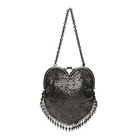 Saint Laurent Satin Mesh Studded Mini Heart Bag Dark Rutenio -FINAL SALE NO RETURNS