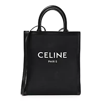 Celine Canvas Calfskin Small Vertical Cabas Black -FINAL SALE NO RETURNS