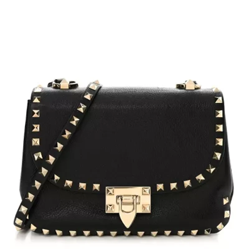 Valentino Nappa Medium Rockstud Spike Shoulder Bag Water Rose -FINAL SALE NO RETURNS