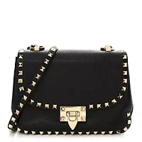 Valentino Nappa Medium Rockstud Spike Shoulder Bag Water Rose -FINAL SALE NO RETURNS
