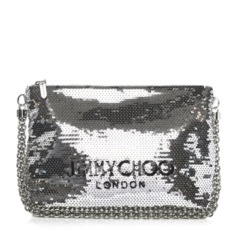 Jimmy Choo Sequin Callie Shoulder Bag Silver Black -FINAL SALE NO RETURNS