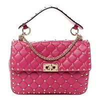 Valentino Nappa Medium Rockstud Spike Shoulder Bag Deep Cyclamin -FINAL SALE NO RETURNS