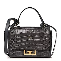 Givenchy Calfskin Crocodile Embossed Mini Eden Top Handle Storm Grey -FINAL SALE NO RETURNS