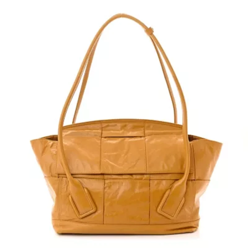 Bottega Veneta Paper Calfskin Maxi Intrecciato Medium Arco Slouch Yellow -FINAL SALE NO RETURNS