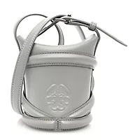 Alexander McQueen Calfskin The Curve Mini Bucket Bag Pale Grey -FINAL SALE NO RETURNS