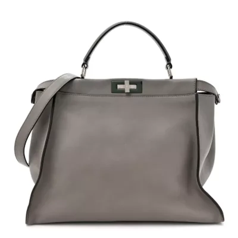 Fendi Vitello Seta Alacantara Peekaboo Iconic Satchel -FINAL SALE NO RETURNS