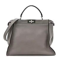 Fendi Vitello Seta Alacantara Peekaboo Iconic Satchel -FINAL SALE NO RETURNS