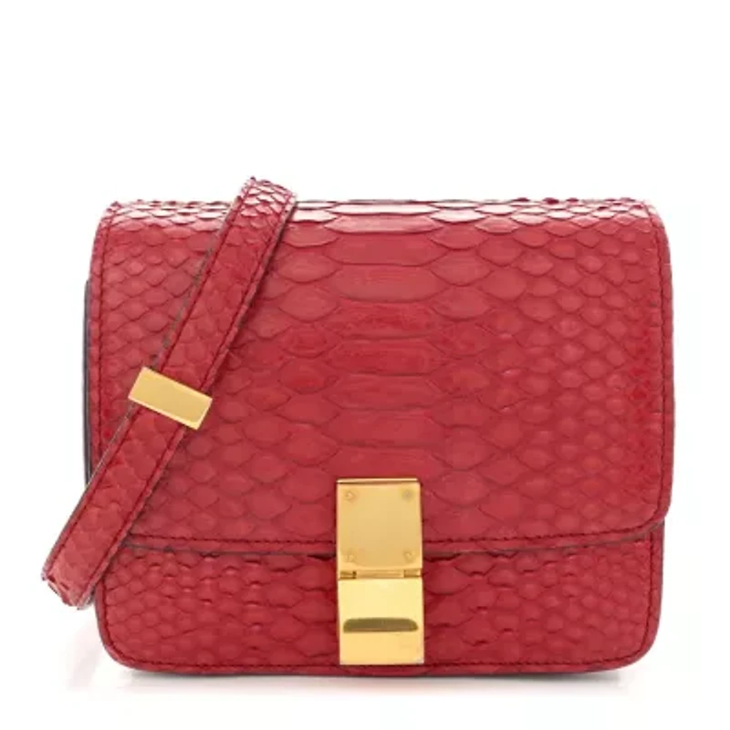 Celine CELINE Python Small Classic Box Flap Bag Red -FINAL SALE NO RETURNS
