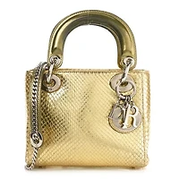 Dior Metallic Snakeskin Mini Lady Dior Gold -FINAL SALE NO RETURNS