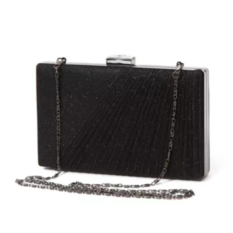 Suzie Bag, Shirred Glitter Fabric Clutch