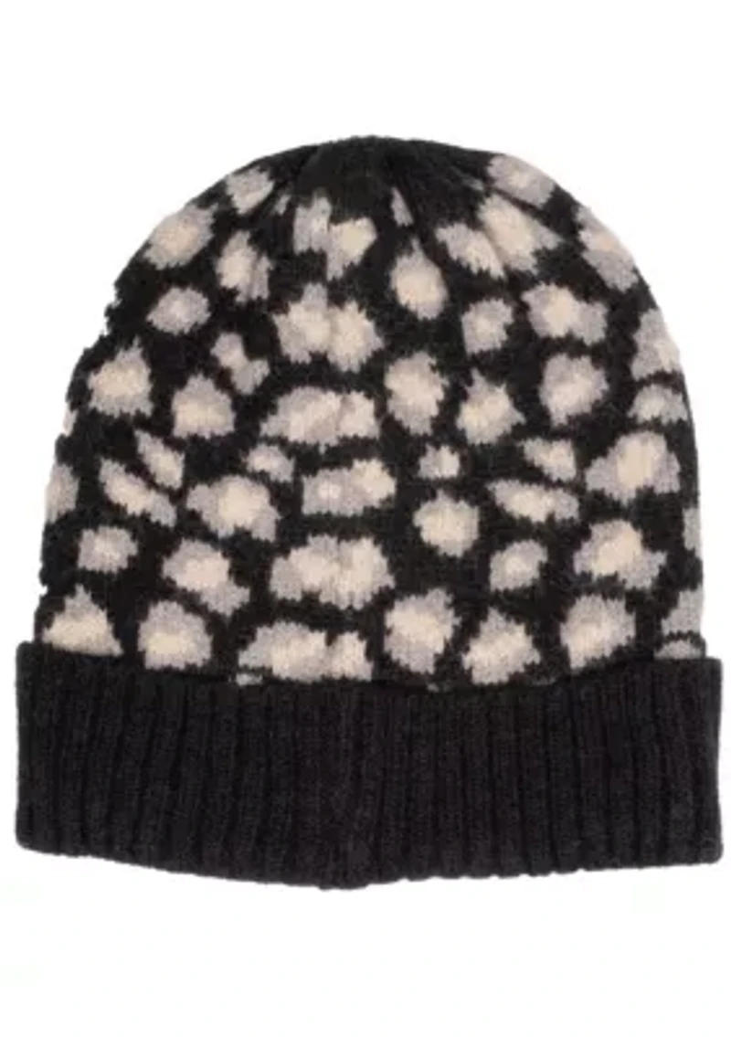LEOPARD RIBBED BEANIE