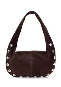 Dark Brown Studded Crescent Bag