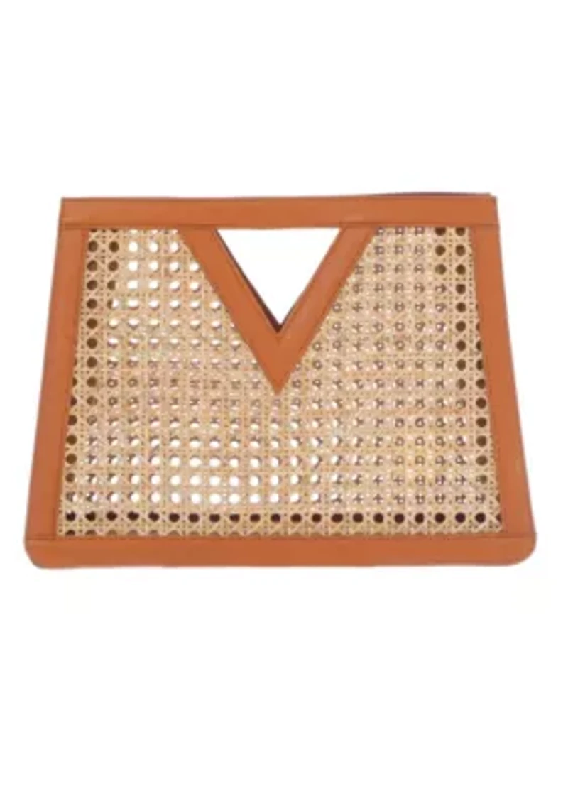 Brown Rattan Kane Clutch