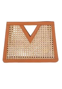 Brown Rattan Kane Clutch