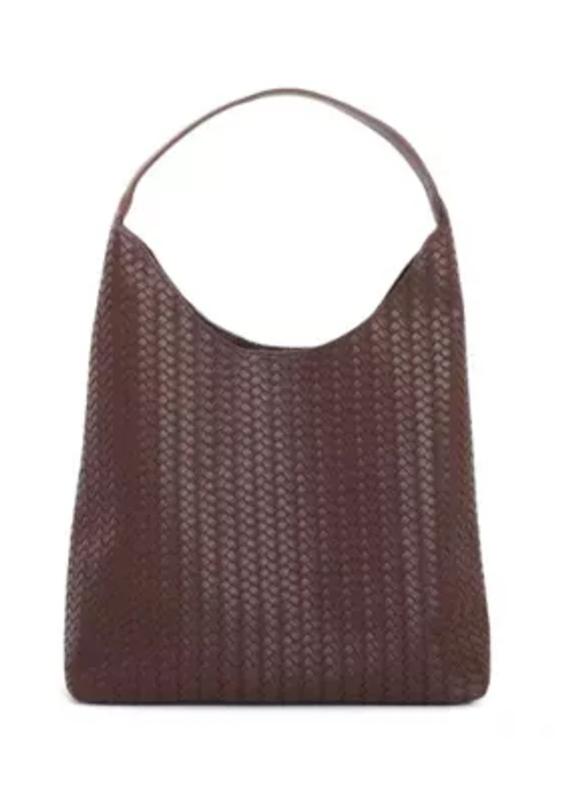 Dark Brown Textured Slouchy Shoulder Bag