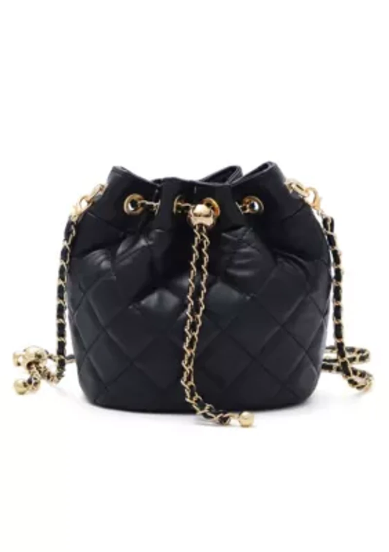 Black Cushion Quilted Gold Chain Adjustable Crossbody Bag