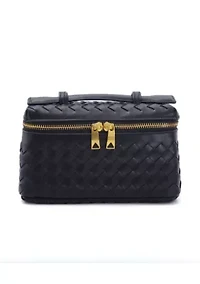 Black Woven Top Handle Bag
