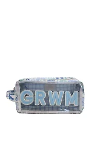 GRWM - Blue Bows Clear Large Makeup Bag