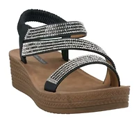 Women's Rhinestone Strap Wedge Sandal