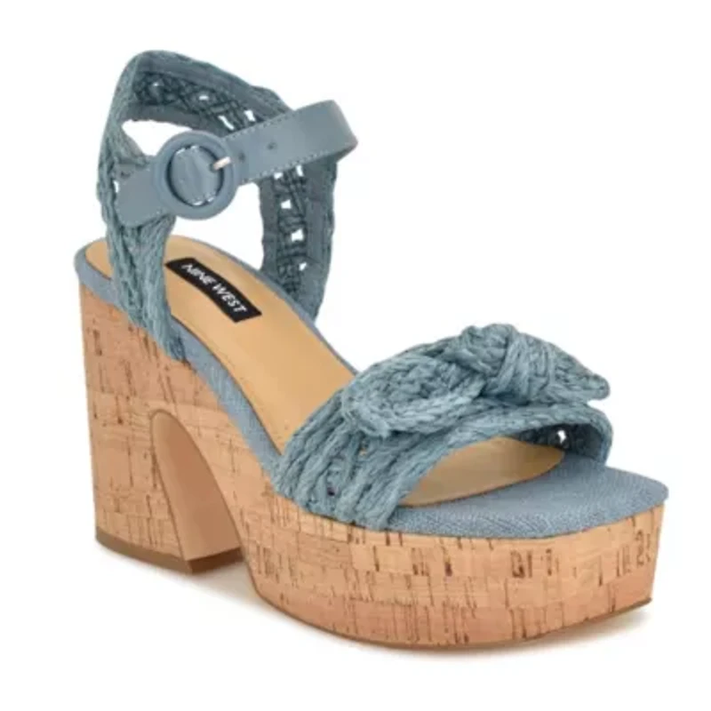 Comiele Square Toe Block Heel Wedge Sandals