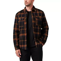Men's Lucky Brand Workwear Yarn Dyed Flannel Shirt Jacket with Sherpa Lining