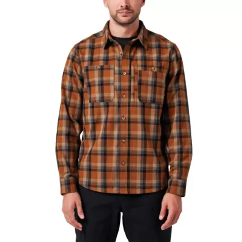 Men's Lucky Brand Workwear Long Sleeve Framework Yarn Dyed Plaid Flannel Workshirt