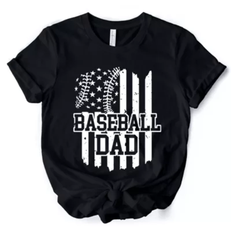 Baseball Dad T-Shirt Patriotic Tee for Sports Fathers