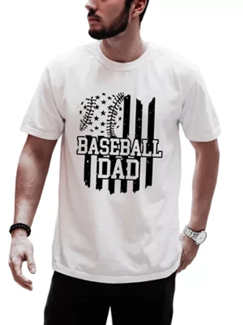 Baseball Dad T-Shirt Patriotic Tee for Sports Fathers