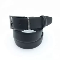 Reversible Black Logo Inside Double Loop Leather Belt