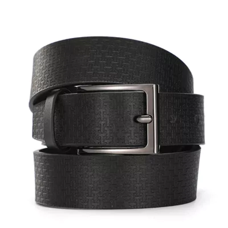 Black Allover Logo "T" Leather Belt
