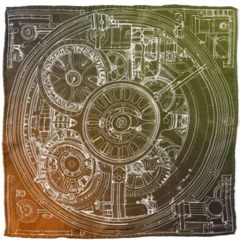 Antique Clock Gradient Pocket Square