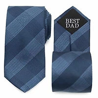 Best Dad Plaid Dark Blue Men's Tie
