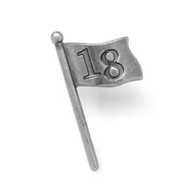 Golf 18th Hole Antique Silver Lapel Pin