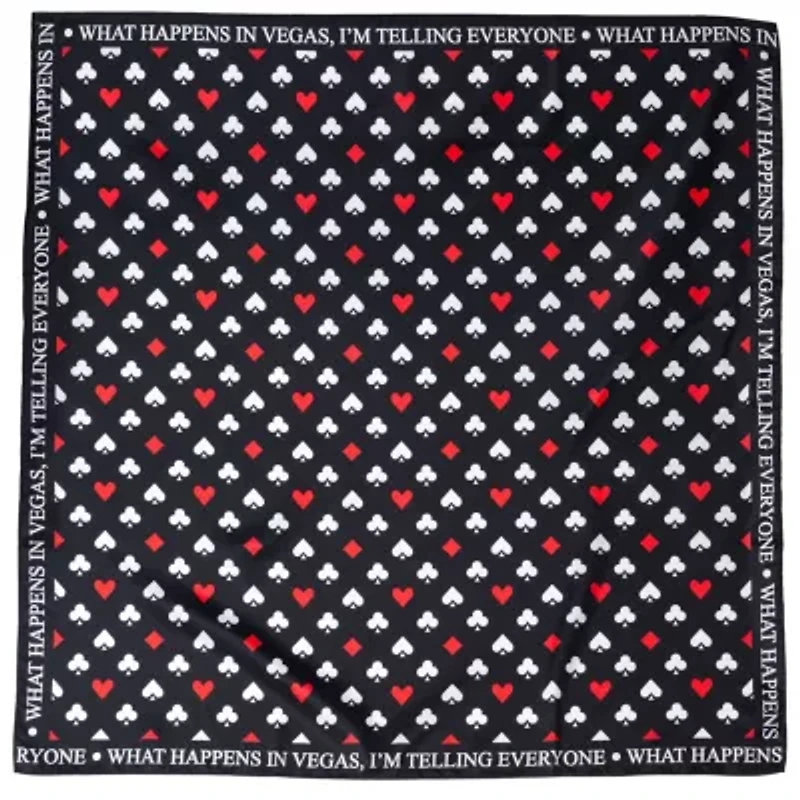 Satin Card Suits Vegas Black Scarf