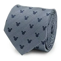 Mickey Silhouette Blue Herringbone Tie