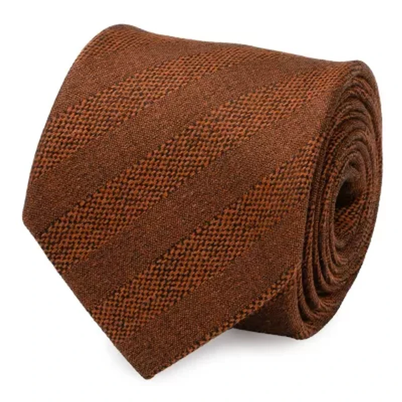Burnt Sienna Tweed Striped Linen Men's Tie
