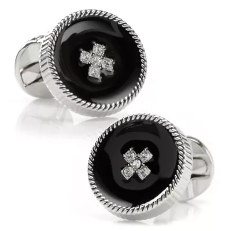 Crystal Button Rope Cufflinks