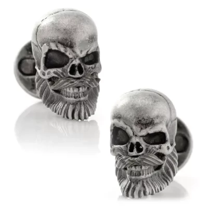Stainless Steel Mustache Skull Cufflinks