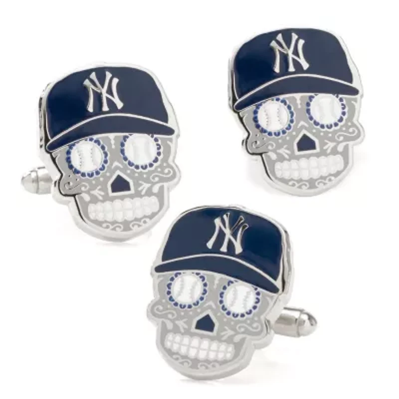 MLB New York Yankees Sugar Skull Cufflinks & Lapel Pin Gift Set
