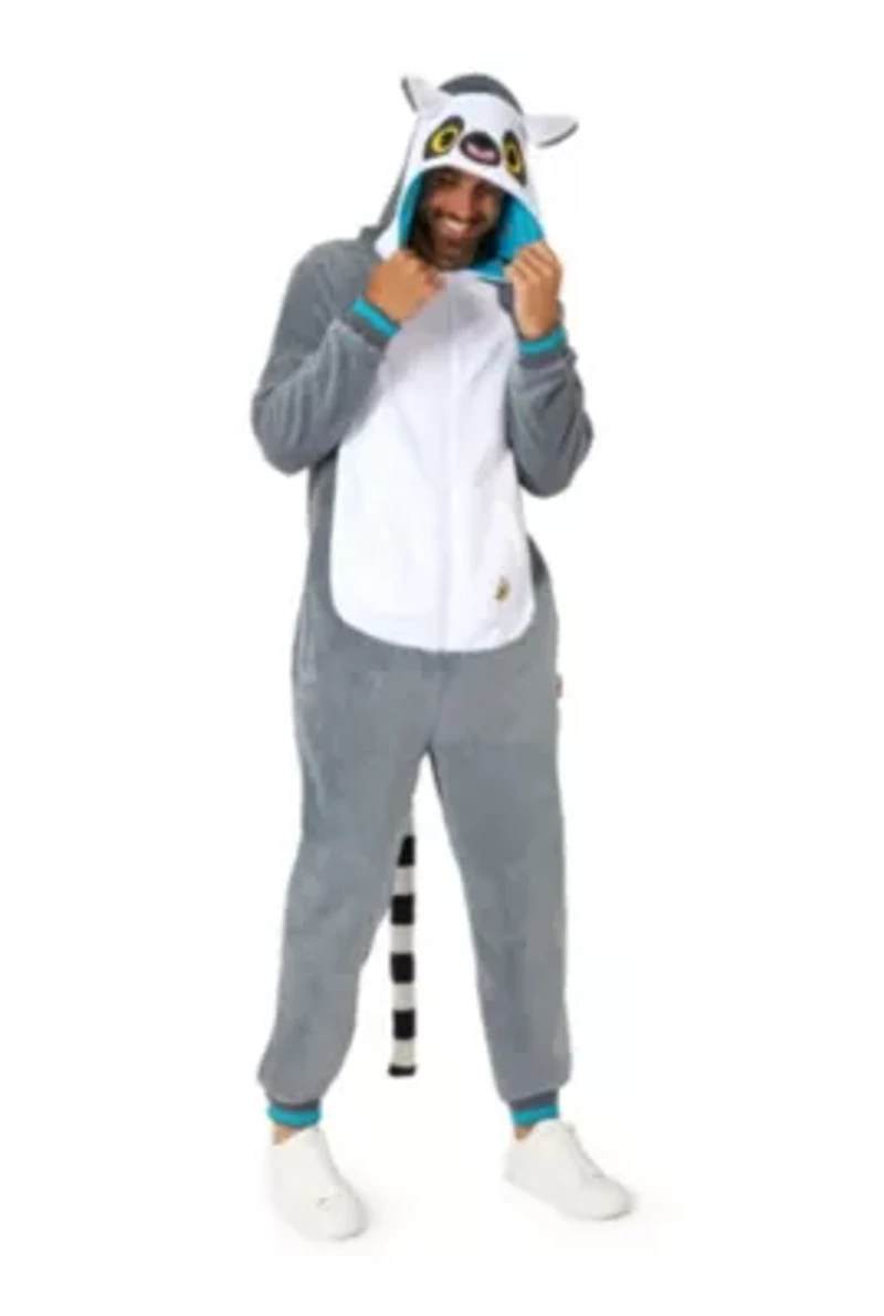 OppoSuits Lemur Costume Outfit - Animal Body Suit for Adults Grey