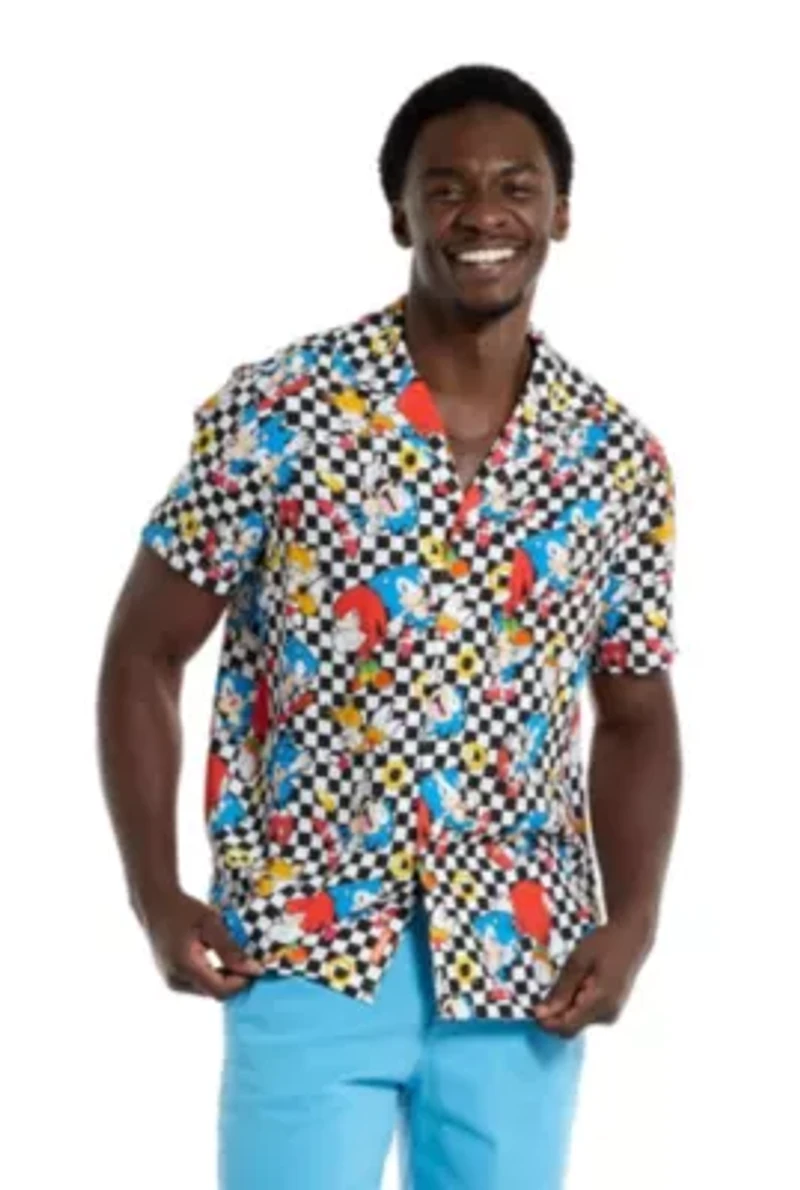 OppoSuits Men's Hawaiian Shirt - Short Sleeve Sonic Retro